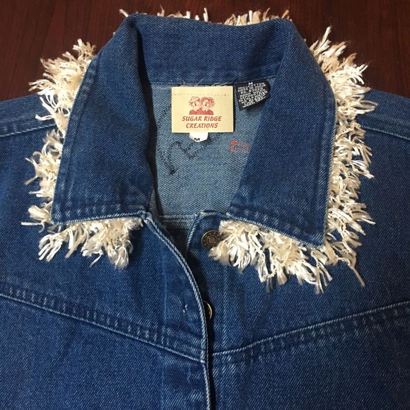 Vintage Upcycled Christmas Holiday Ugly Pretty Denim Jean Vest Snowmen Medium - Picture 5 of 8